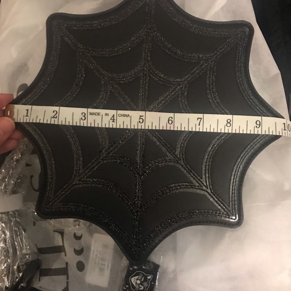 [SOLD] Sourpuss Black and glitter cobwebs purse - Picture 4 of 5